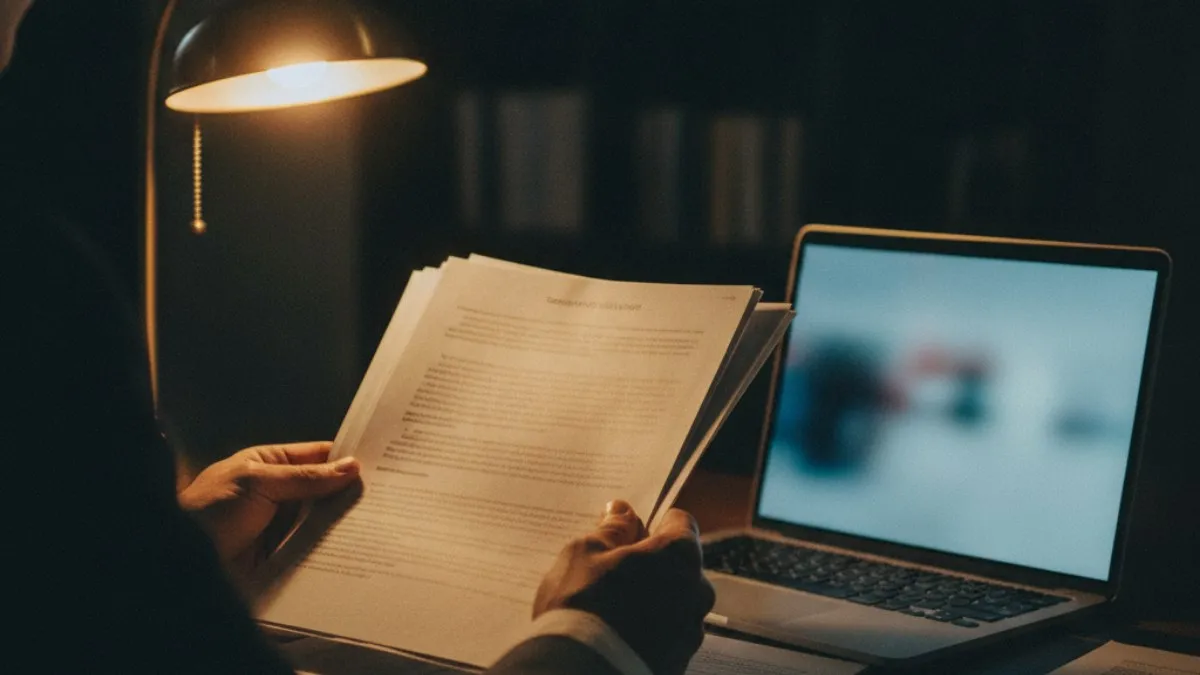 Advogado conferindo jurisprudência gerada por IA antes de protocolar